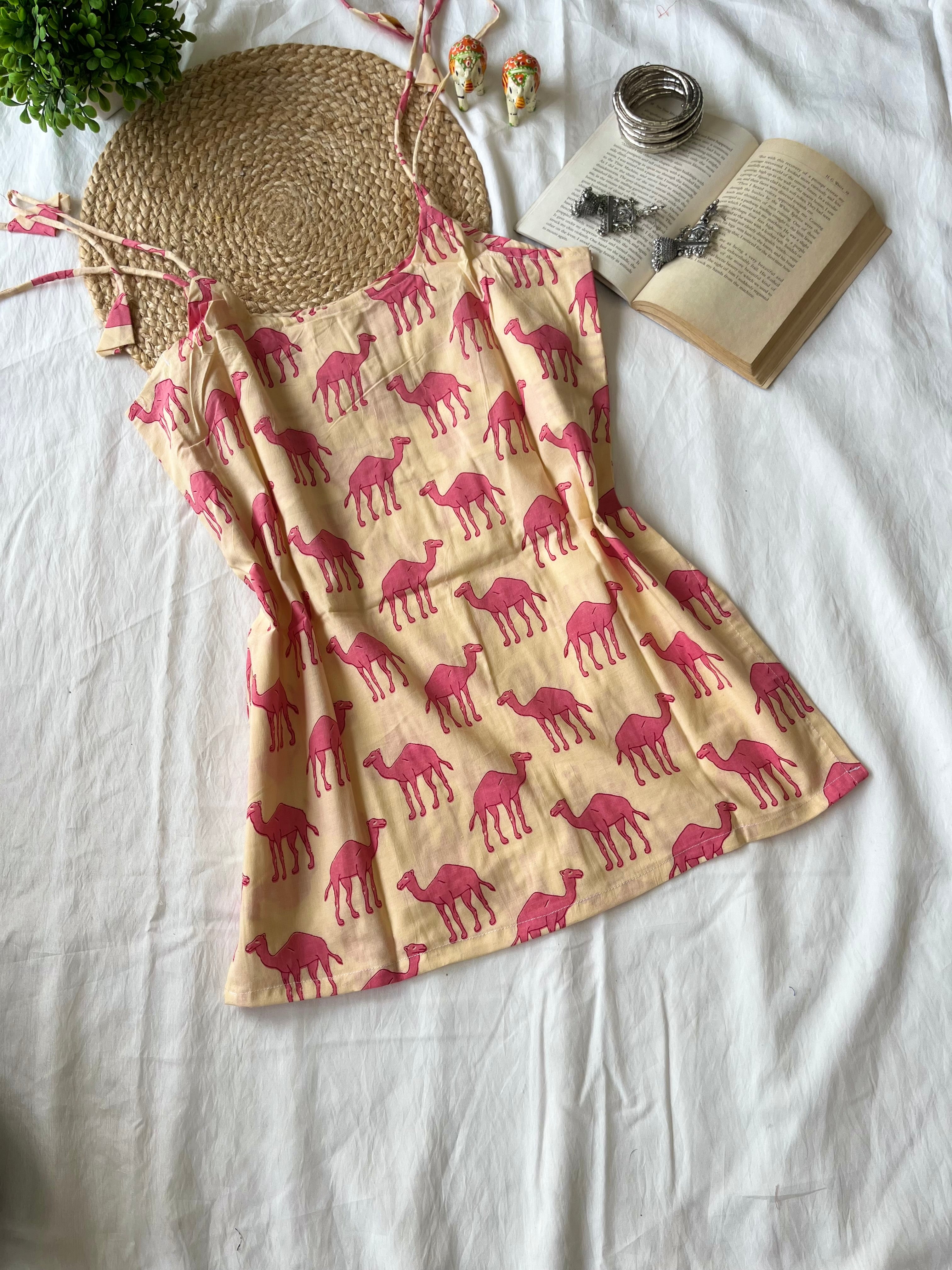 Pink Camy Strep Kurti